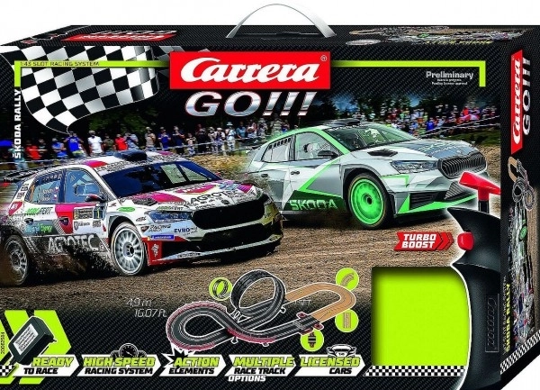 Autodrom Carrera GO!!! 62584 Škoda Rally 4,9m + 2 auta w pudełku 58x40x10cm