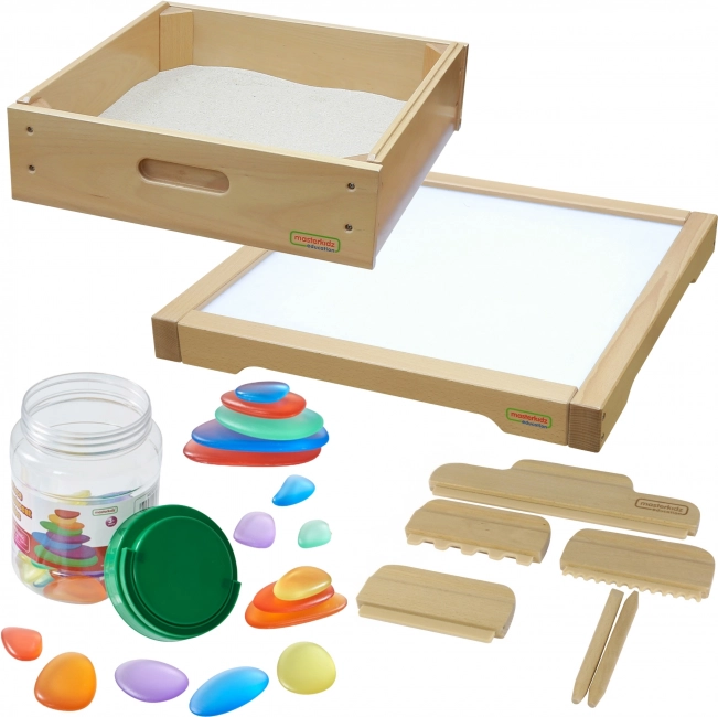 Panel sensoryczny LED z akcesoriami do zabawy w piasku od Masterkidz