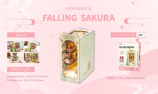 RoboTime 3D Puzzle Podpórka do książek "Falling Sakura" (drewniana)