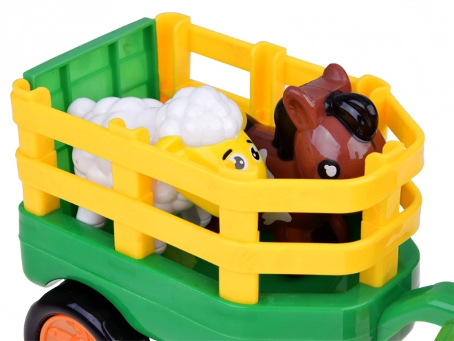 Rolniczy traktor z przyczepą i zwierzętami dźwięk + światło ZA5390