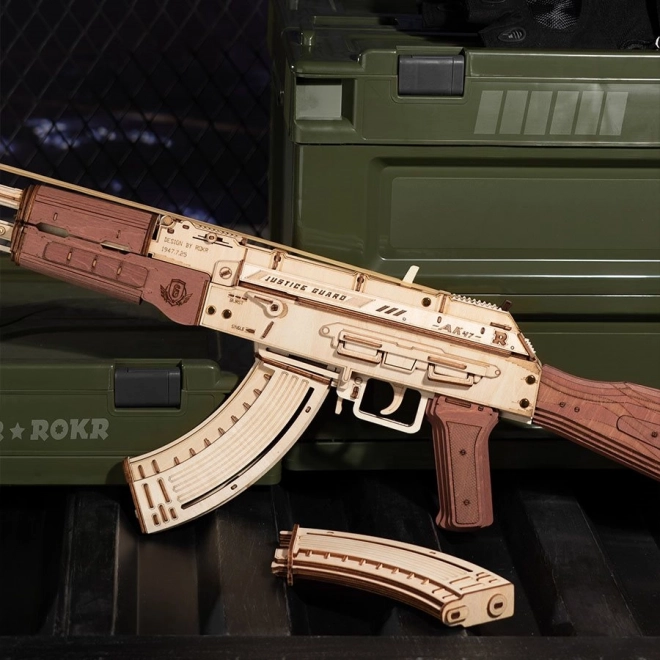 RoboTime 3D Drewniane mechaniczne puzzle Karabin szturmowy AK-47