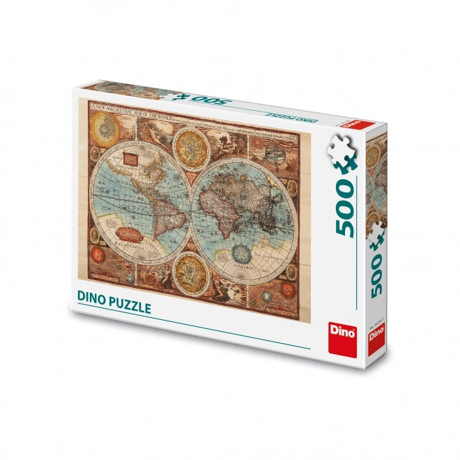 Dino Puzzle starożytna mapa świata - 500 elementów