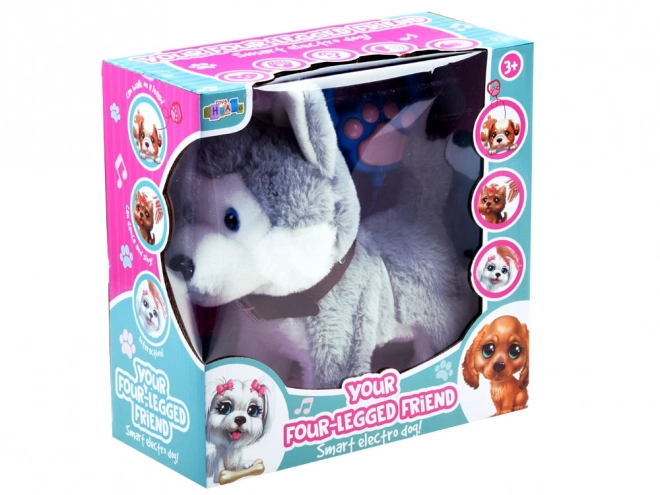 Interaktywny piesek Husky na smyczy