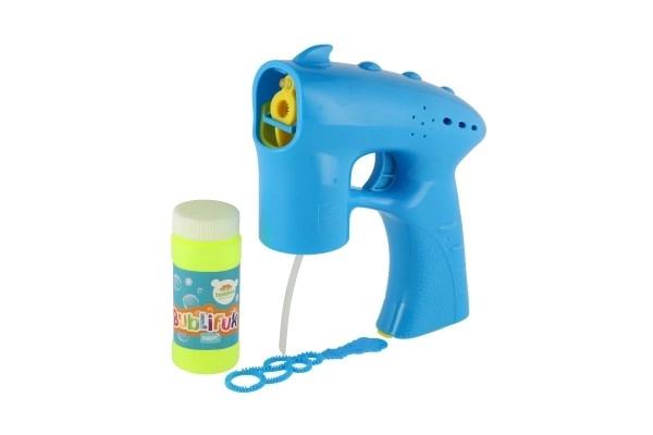 Pistolet na bańki niebieski plastik 13cm + wkład na baterie na karcie