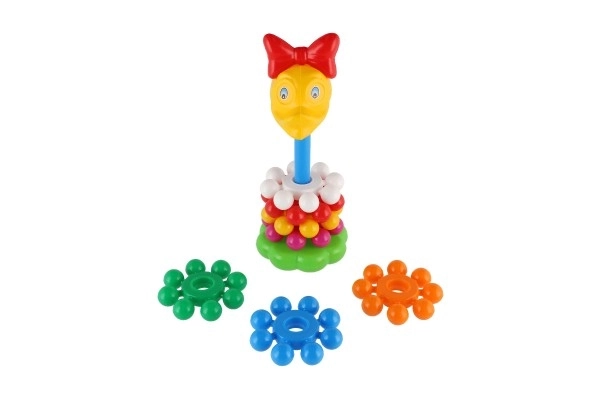 Układanka piramida z pierścieniami plastik 26cm w siatce 12m+