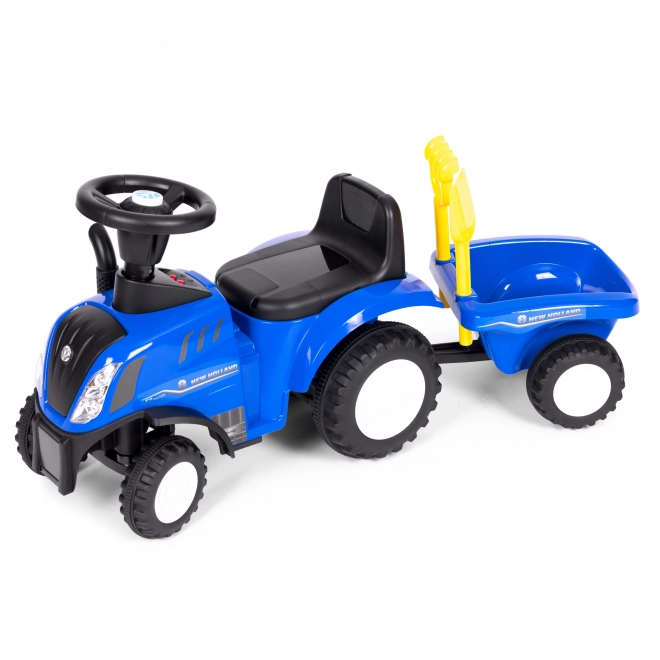 Dziecięcy traktor z przyczepką, interaktywna kierownica, dźwięki, niebieski kolor