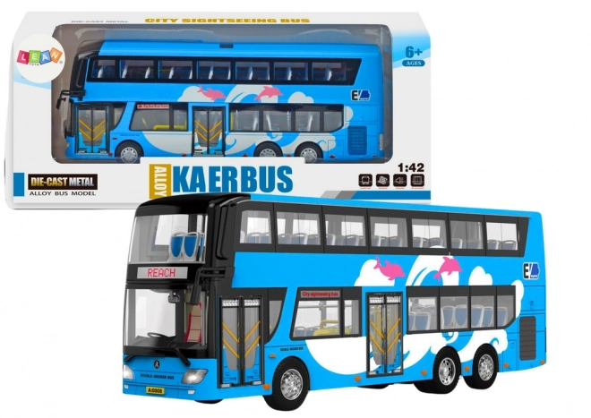 Niebieski piętrowy autobus wycieczkowy 1:42