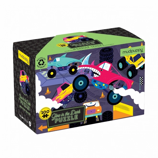 Puzzle Świecące Monster Trucks od Mudpuppy - 100 elementów