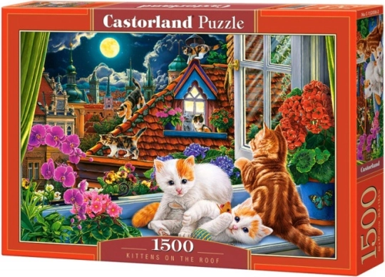 Puzzle 1500 elementów Kotki na dachu