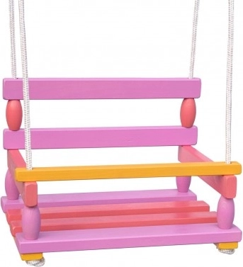 Drewniana huśtawka dla dzieci 40 × 30 cm, udźwig 80 kg – Różowa