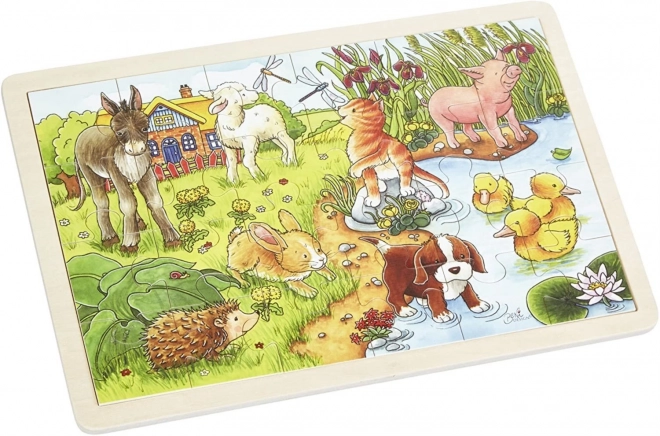 Drewniane puzzle Młode zwierzęta na farmie 24 elementy
