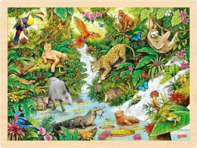 Goki drewniane puzzle dżungla 96 elementów