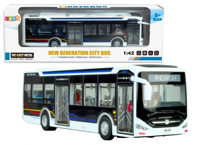 Elektryczny miejski autobus 1:42 Metalowe światła białe