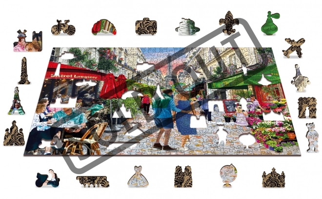 Wooden City Drewniane puzzle Paryskie bistro 2w1, 505 elementów EKO