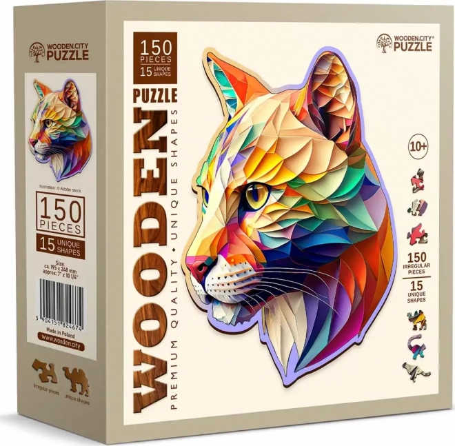 WOODEN CITY Drewniane puzzle Kolorowa puma 150 elementów EKO