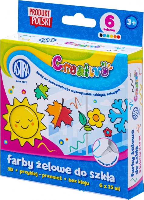ASTRA CREATIVO farby żelowe do szkła 6×15 ml