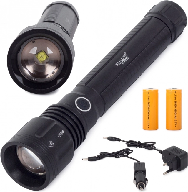 Wojskowa taktyczna latarka LED z CREE XHP50 i zoomem Bailong