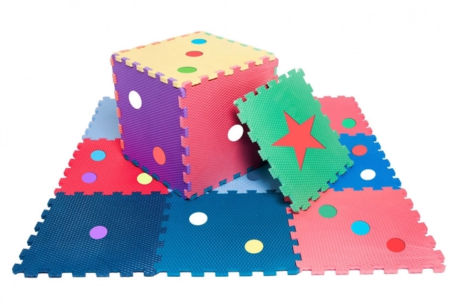 Kolorowe piankowe puzzle z kropkami do nauki liczenia - 16 elementów