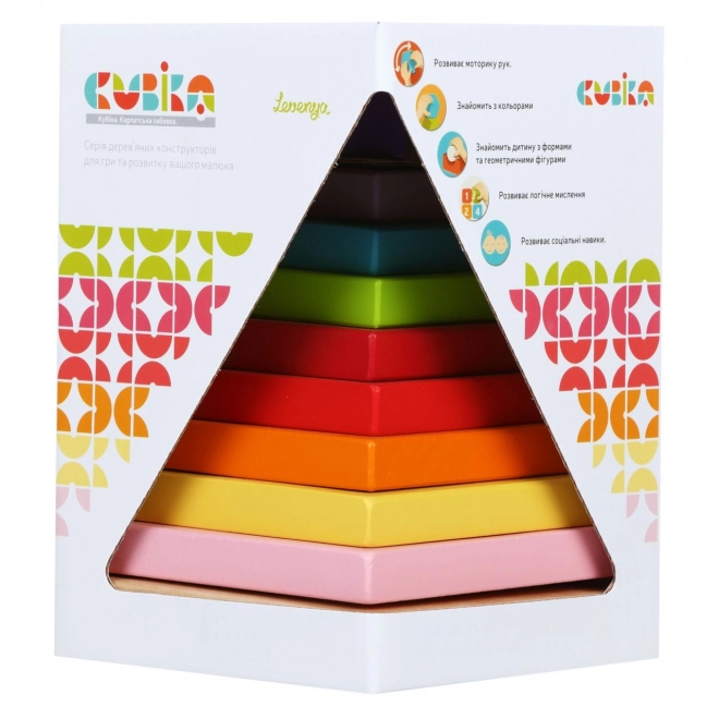 CUBIKA 13357 Kolorowa piramida - drewniana układanka 9 części