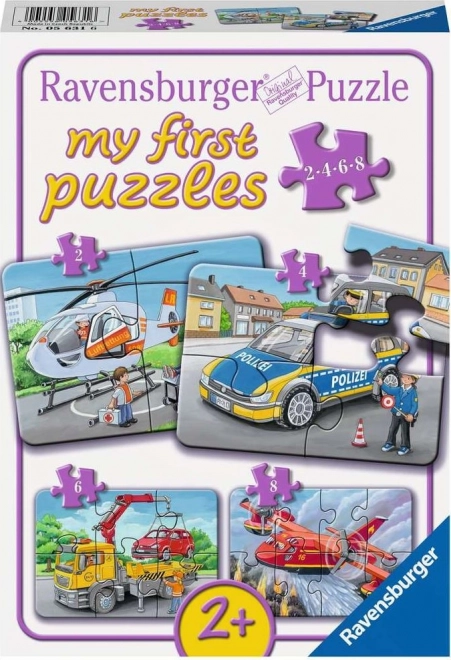 Ravensburger moje pierwsze puzzle – pojazdy ratunkowe 4w1 (2–8 elementów)