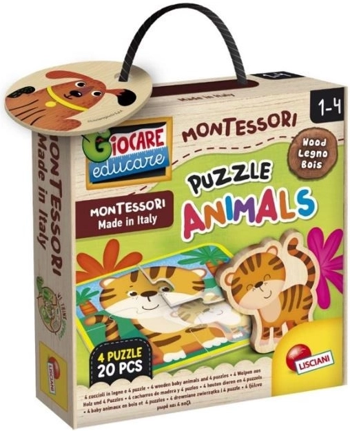 Drewniane puzzle Montessori ze zwierzętami
