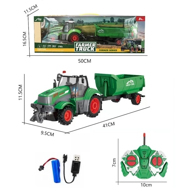 Zabawny RC traktor z przyczepą