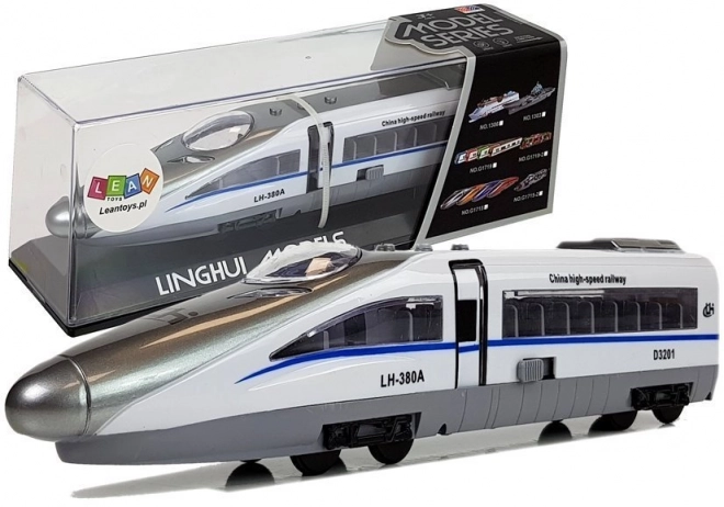 Pociąg Pendolino z białym naciągiem, z dźwiękiem i światłami