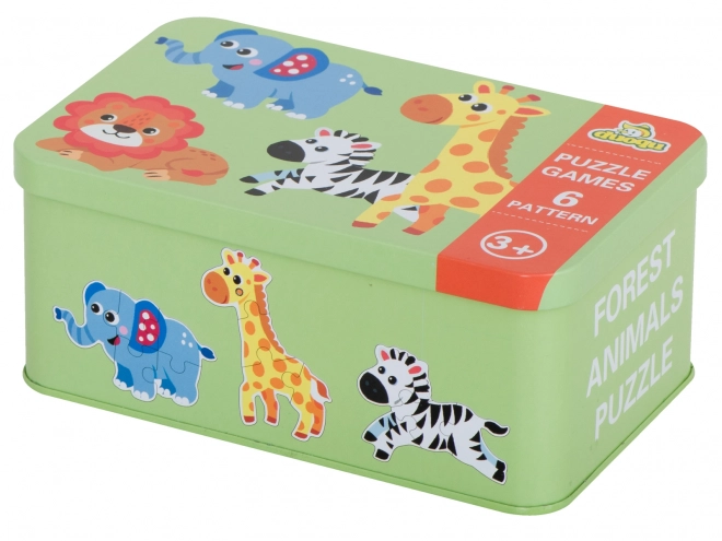Puzzle w metalowym pudełku Safari zwierzątka - 25 elementów