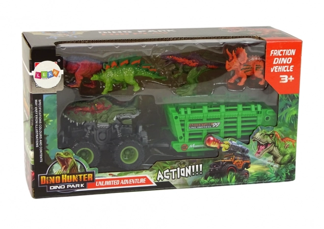 Samochód Dinozaura z Przyczepą i 4 Figurkami Dinozaurów