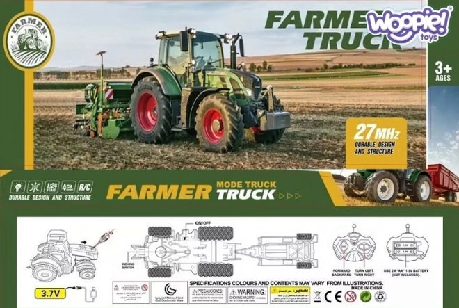 Traktor z przyczepą zdalnie sterowany 1:24