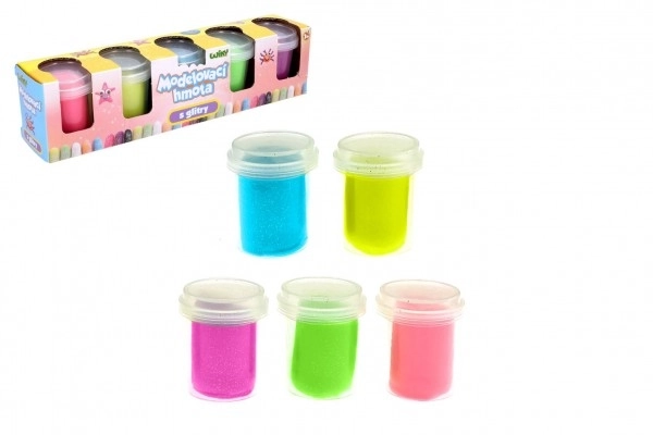 Masa plastyczna z brokatem, 5 x 56g - opakowanie czeskie