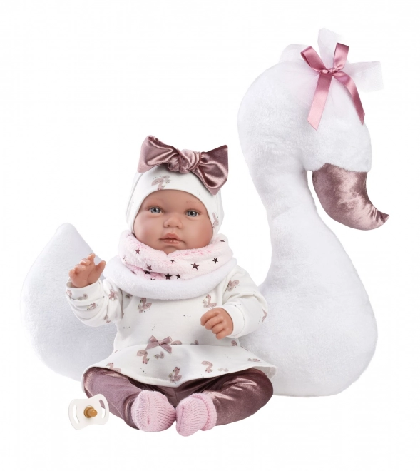 Llorens 84456 NEW BORN - realistyczna lalka niemowlę z dźwiękami i miękkim materiałowym ciałem - 44 cm