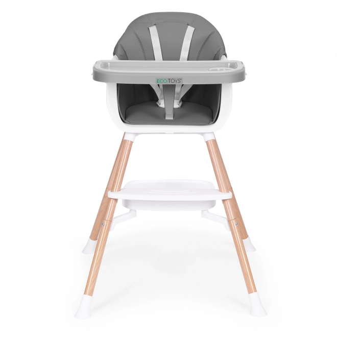 Dziecięce krzesełko do karmienia 2w1 szare ECOTOYS