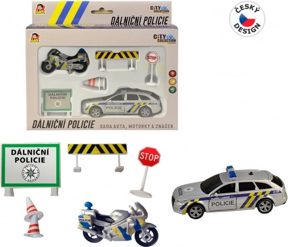 Zestaw policji autostradowej City Collection ze światłem i dźwiękiem