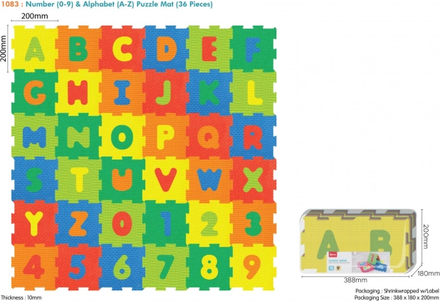 Piankowe puzzle podłogowe 36 szt. z liczbami i literami z EVA dla dzieci 10m+