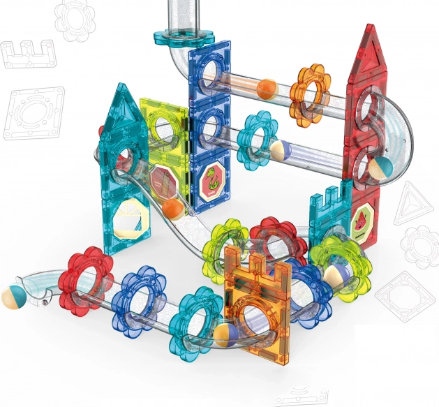 Magnetyczny tor kulkowy z 74 elementami
