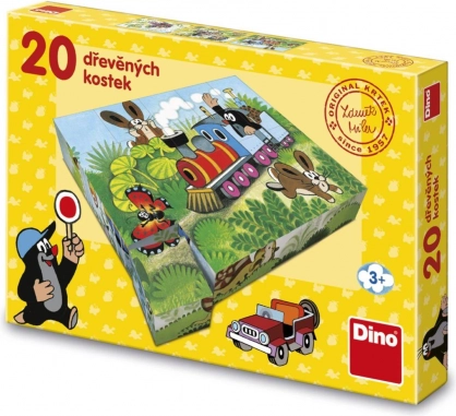 Drewniane obrazkowe klocki Krecik i transport 20 szt.