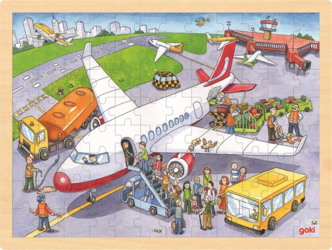 Drewniane puzzle Na lotnisku 96 elementów