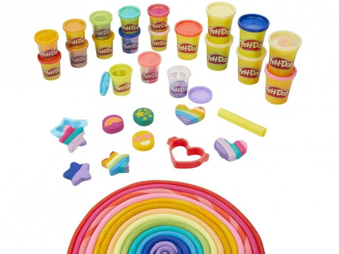 Zestaw Play-Doh z brokatową ciastoliną Hasbro z 21 kolorami i foremkami