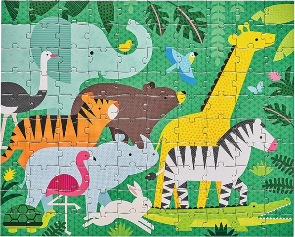 Dwustronne puzzle dżungla 2w1 49 elementów PETIT COLLAGE