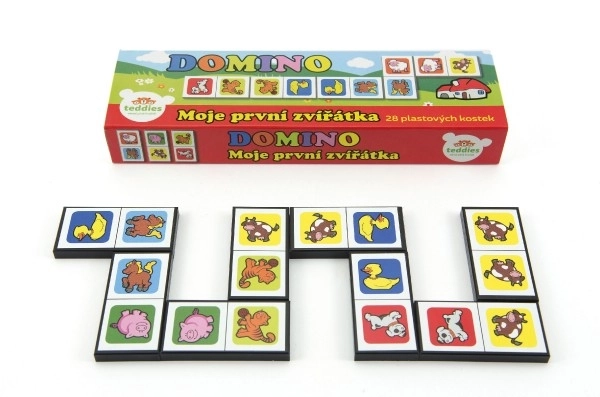 Domino Moje pierwsze zwierzątka 28szt gra towarzyska w pudełku 21x6x3cm