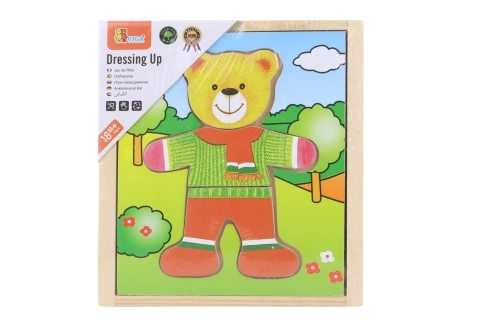 Drewniane puzzle VIGA Ubierz misia