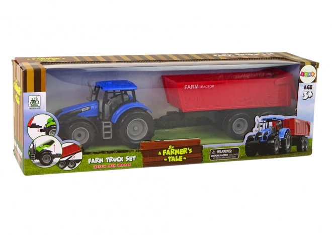 Interaktywny traktor z przyczepą - niebieski