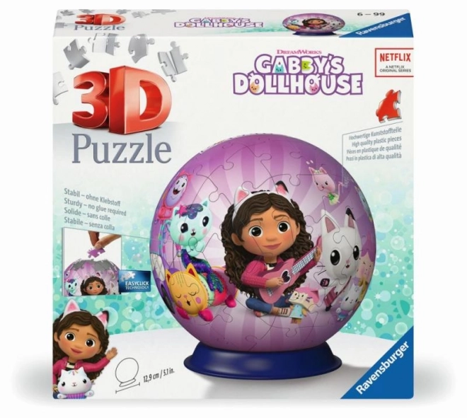 3D puzzleball Czarodziejski domek Gabiny, 72 elementów