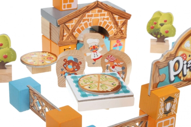 CUBIKA 14835 Pizzeria - drewniana konstrukcja z kartonowymi dodatkami