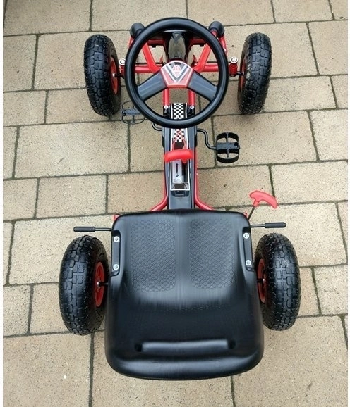 Pedałowy gokart powietrzny + Nadmuchiwane opony + Regulowane siedzenie – Czerwona