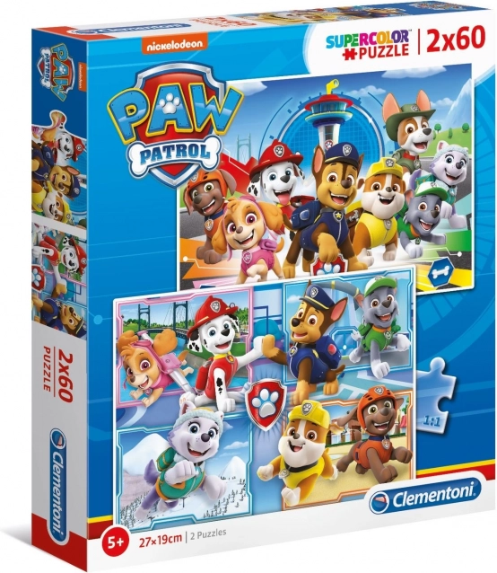 CLEMENTONI Puzzle Psi Patrol 2x60 elementów
