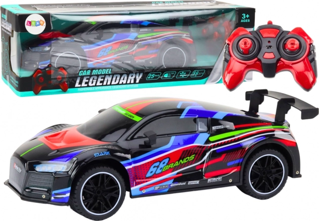 RC sportowy samochód 1:10 z światłami LED, prędkość 25 km/h, czarny