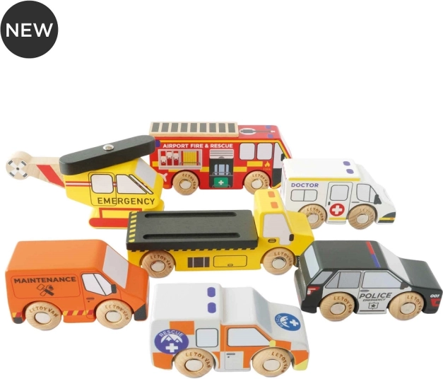 Le Toy Van zestaw pojazdów ratunkowych z helikopterem