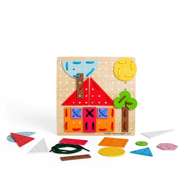 Bigjigs Toys Drewniana gra sznurowana Kształty geometryczne